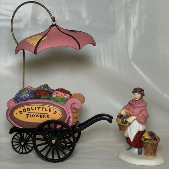 Department 56 Lot Of 3 Chelsea Market Monger Cart Mistletoe Curiosities Flower - Picture 5 of 11